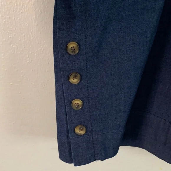 Kim Gravel chambray dark wash denim shift dress with pockets women’s size medium - Picture 6 of 10